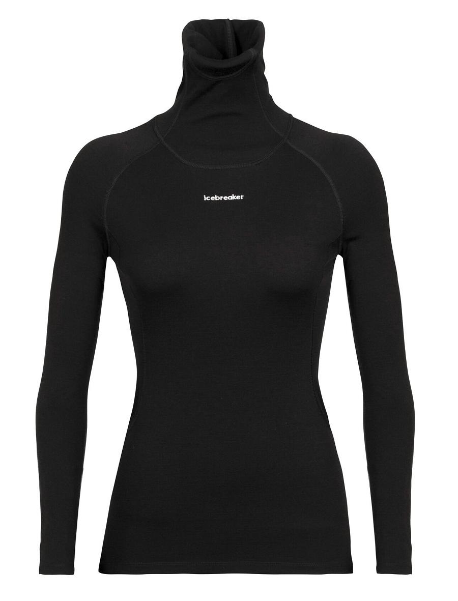 Black Icebreaker MerinoFine™ Long Sleeve Roll Neck Women's Base Layers | AU 1896XYUF